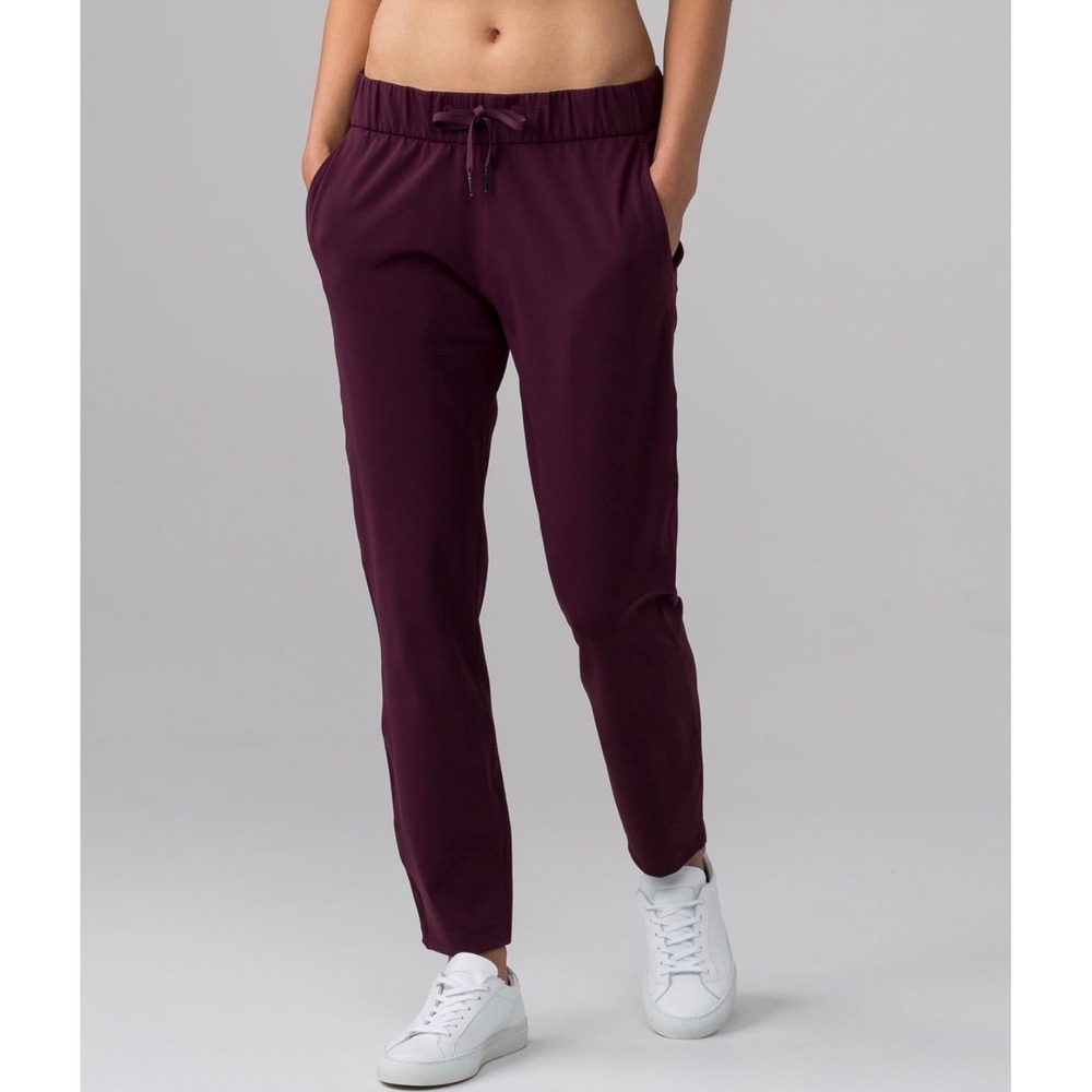 Lululemon On the Fly 7/8 Pant Deep Merlot Burgundy Tapered Jogger 4